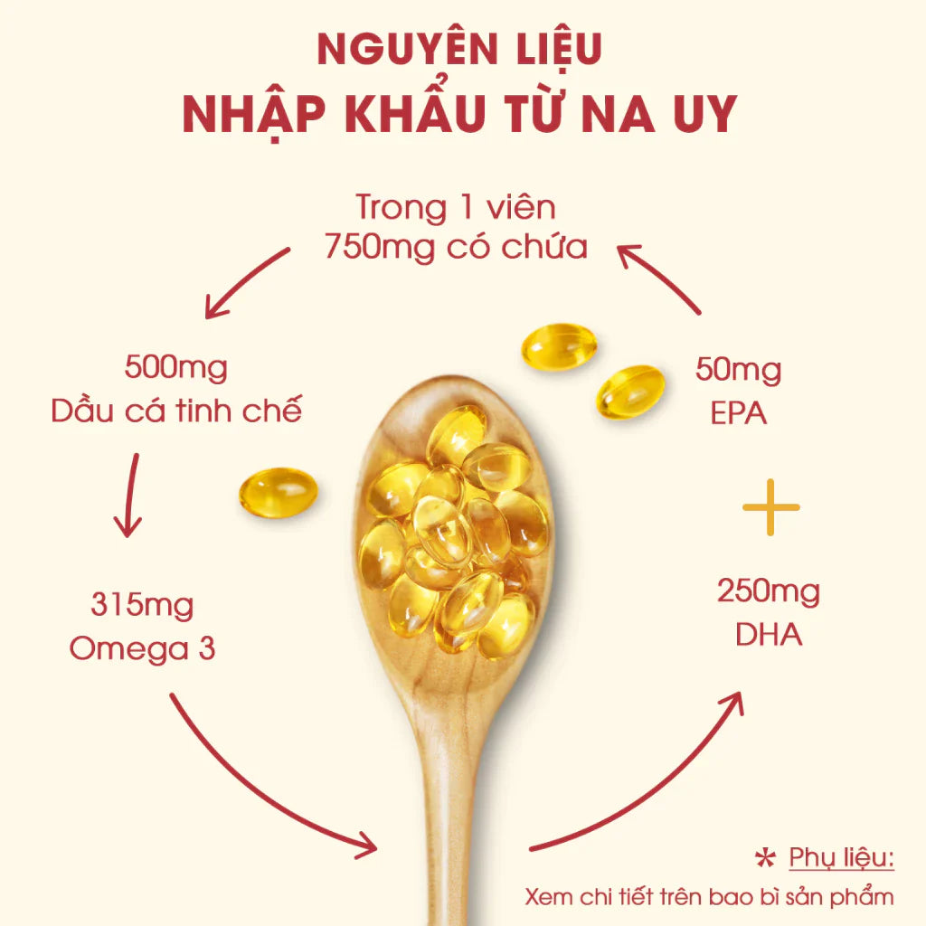 Viên uống Omega 3 hỗ trợ Não, Mắt, Tim - RayOmega3