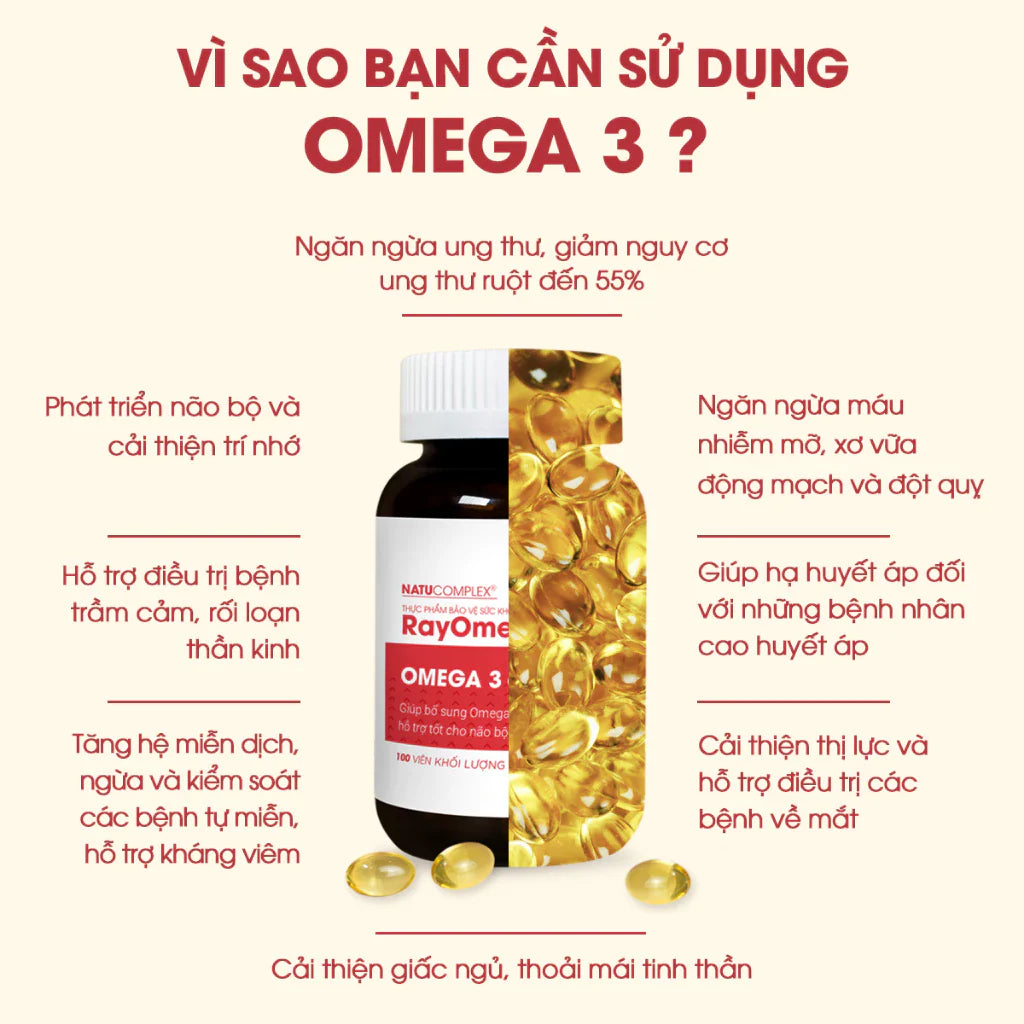 Viên uống Omega 3 hỗ trợ Não, Mắt, Tim - RayOmega3