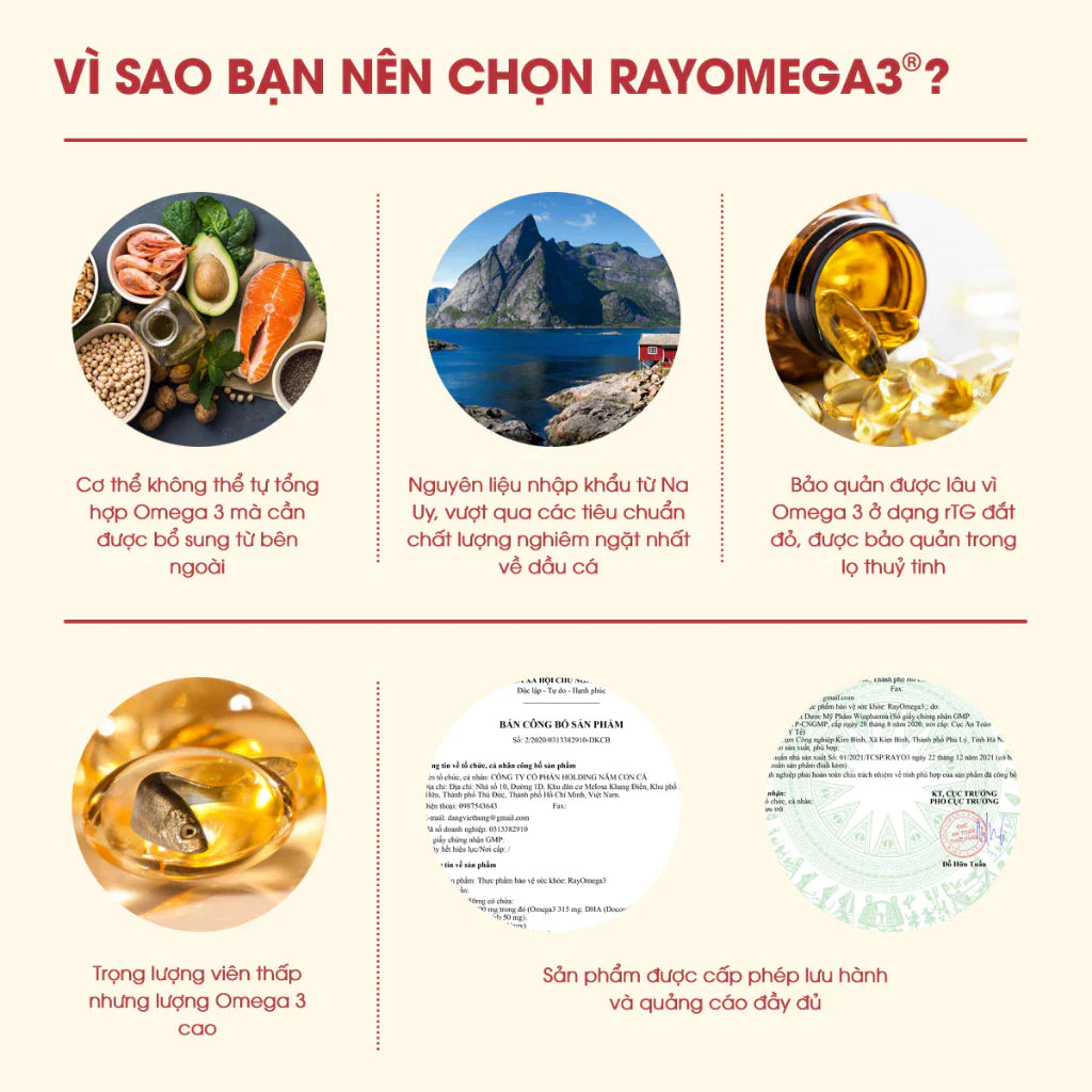 Viên uống Omega 3 hỗ trợ Não, Mắt, Tim - RayOmega3